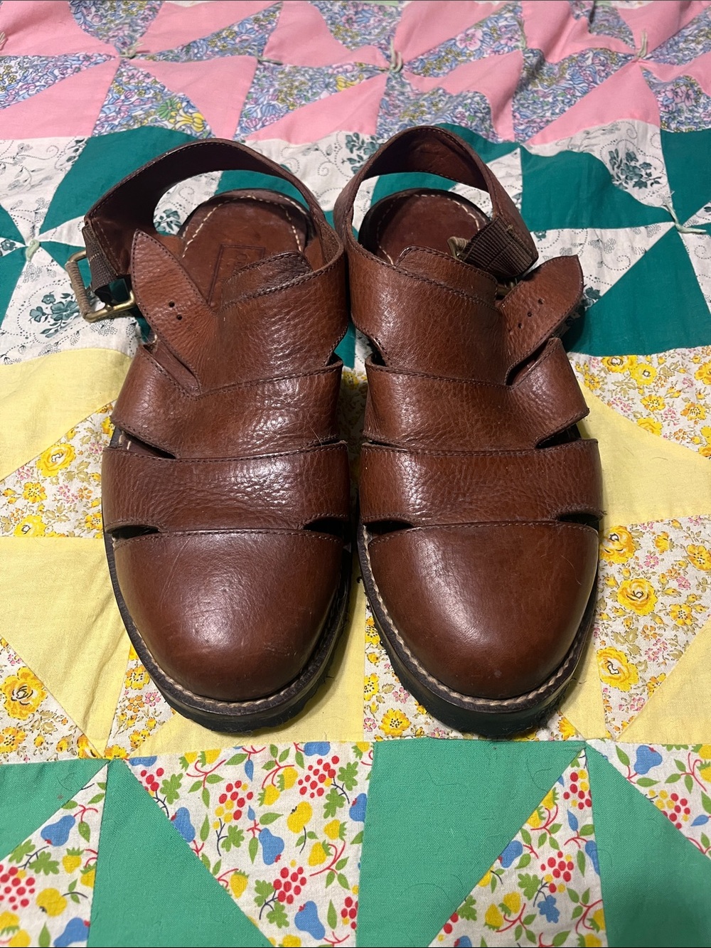 Cole Haan Brown Leather Fisherman-Style Sandals